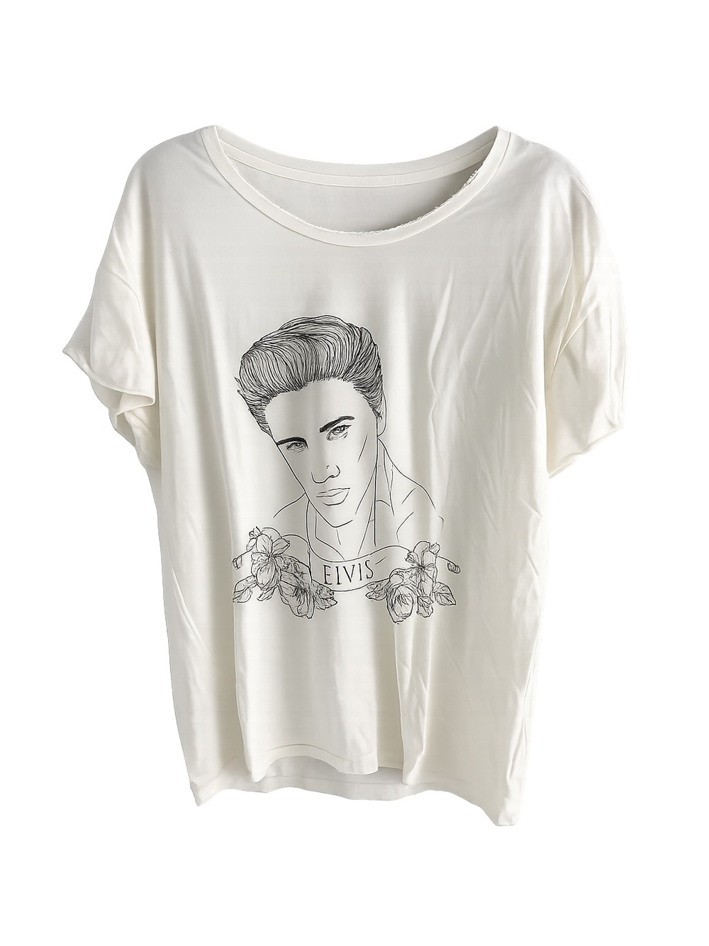StyleStalker Elvis Presley Graphic T-Shirt - Raw Edge Neckline - Size Medium